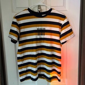 HUF Navy, White, and Mustard Striped Tee